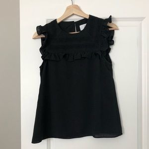 Black ruffle top